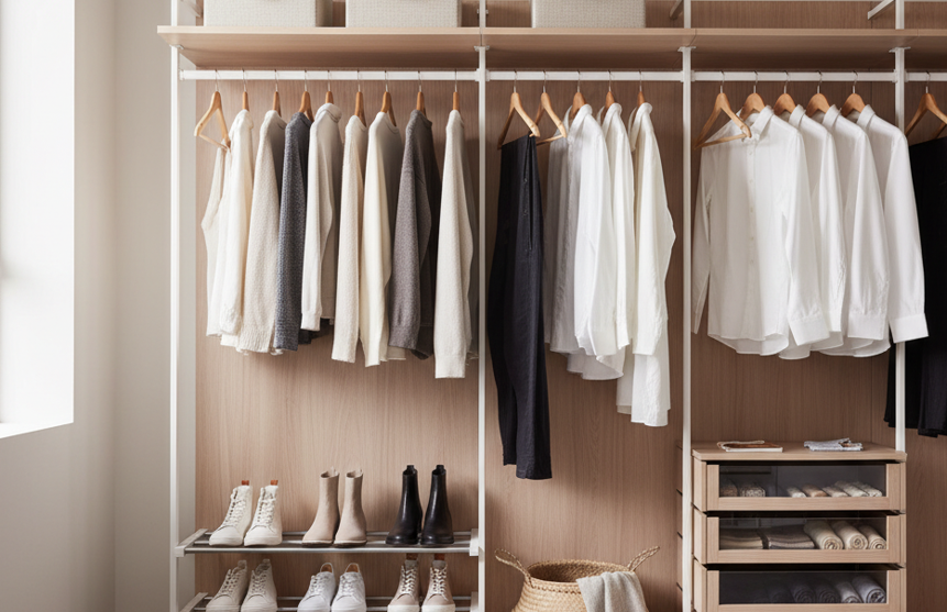 ミニマリスト おしゃれ ワードローブ