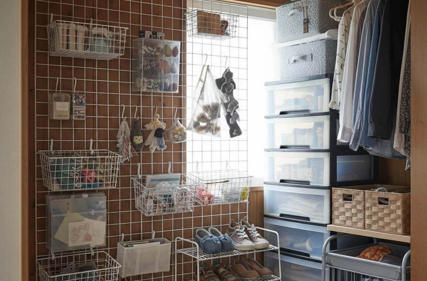 100均 押入れ収納 ワイヤーネット