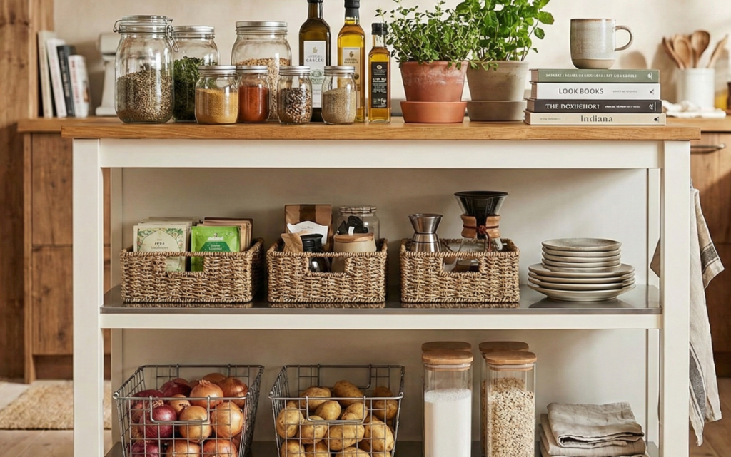 キッチンワゴンに何入れる?初心者でも使いこなせる収納実例とアイデア集 7 キッチンワゴンに何を入れると便利か迷ったら知っておきたい基本の収納法