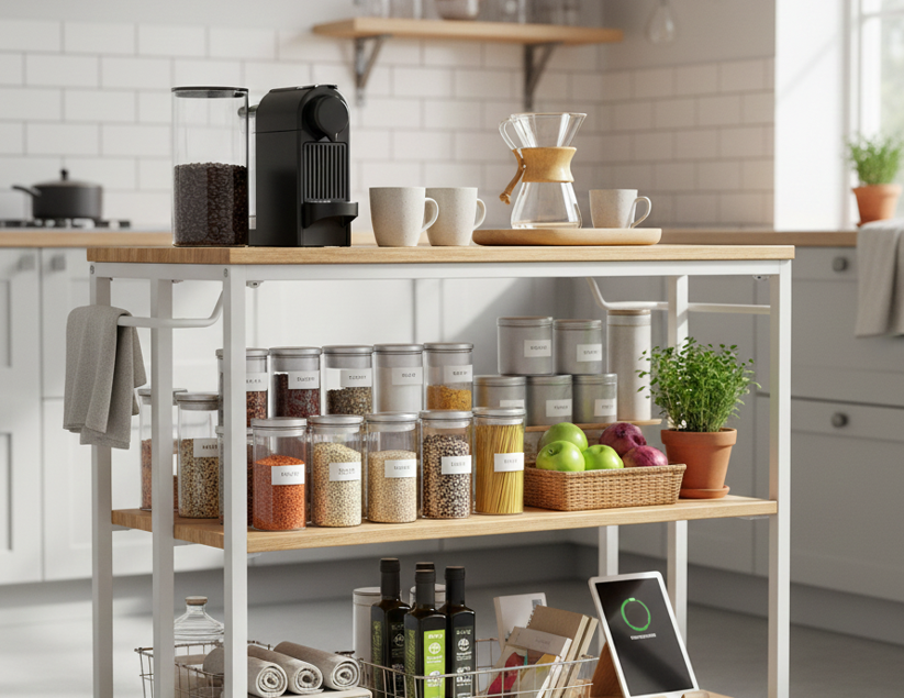 キッチンワゴンに何入れる?初心者でも使いこなせる収納実例とアイデア集 9 キッチンワゴンに何を入れると便利かを極める収納アイデア